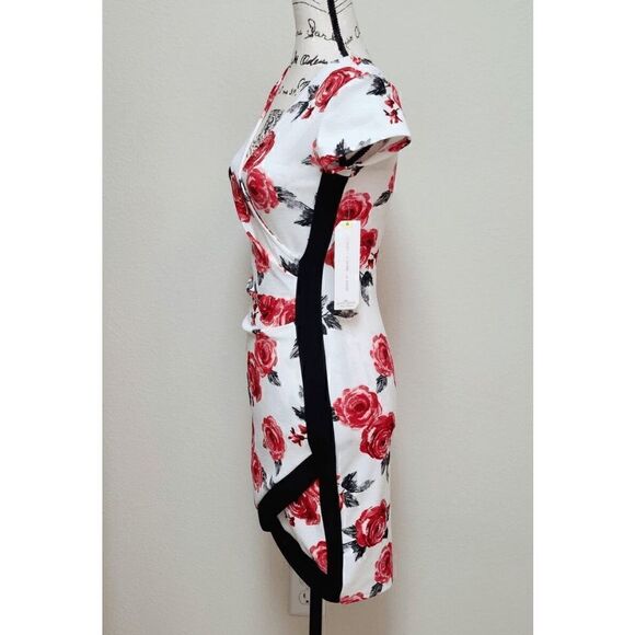 🌹 Almost Famous Framed Wrap Front Colorblock Floral Rose Print Dress SIZE S NWT - Picture 3 of 12